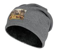 Basse Castle Scottish Highland Cows Beanie Hats Winter Warm Skull Pullover Cap Cozy Knit Cap for Men And Women Gifts