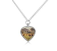 Basse Castle Scottish Highland Cows Personalized Pet Urn Necklace Keepsake Urn Pendant Cremation Jewelry Gifts for Dog Cat Lover