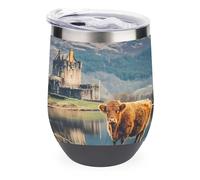 Basse Castle Scottish Highlands Cow 350ml Wine Tumbler with Lid