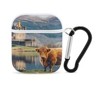 Basse Castle Scottish Highlands Cow Earbuds Case for Airpods 1 2 Accessories Hard Earphones Cover with Keychain