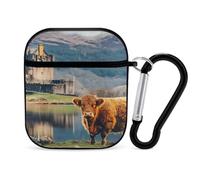 Basse Castle Scottish Highlands Cow Earbuds Case for Airpods 1 2 Accessories Hard Earphones Cover with Keychain