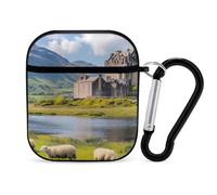 Basse Castle Scottish Highlands Sheep Earbuds Case for Airpods 1 2 Accessories Hard Earphones Cover with Keychain
