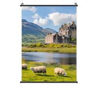 Basse Castle Scottish Highlands Sheep Posters Canvas Wall Art Scroll Print
