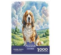 Basset Hound 1000 Piece Jigsaw Puzzles Fun Challenging Modern Pet Dog Classic Educational Games for The Whole Gifts for Adults And Kids Age 38x26cm/1000pcs