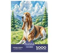 Basset Hound 1000 Pieces Animal Dog Jigsaw Puzzles with Paper Art Perfect for Relaxation Adult Stunning Puzzle 38x26cm/1000pcs