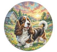 Basset Hound 1000 Pieces Jigsaws Stress Reliever Difficult Challenge for Adults & Kids Creative Creative Round Jigsaw Puzzles Family Game Gifts (67.5x67.5cm)