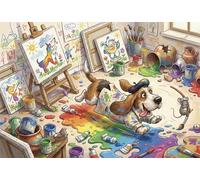 Basset Hound Artist 1000 Piece Wooden Jigsaw Puzzle,Wood,Adults & Kids 14+,Impossible Challenge,Educational Toy,Home Wall Decor,Gift Idea,Stress Relief (75x50cm)