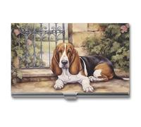 Basset Hound at The Gate Business Card Holder for Men Women