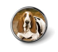 Basset Hound Badge Holder Exquisite Round Badge with Picture Pin DIY Button Badges Personalized Metal Button Pin Fashion Brooch Crafts Gifts Clothes Decorative Pins