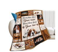 Basset Hound Blanket Ultra Soft Cozy Cute Dog Throw Blanket Fleece Fuzzy Plush Bedding Blanket Basset Hound Lovers Gifts for Women Girls Adults Couch Sofa 50"x40"
