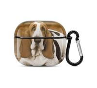 Basset Hound Bluetooth Earbuds Case Cover Full Body Shockproof Protection Hard Case Support Wireless Charging with Keychain Personalized Gift for AirPods 3