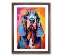 Basset Hound Colour Field No.2 Framed Print | A2 Walnut Framed Wall Art | Ready to Hang | Modern Nature Picture | Living Room Bedroom Lounge Office