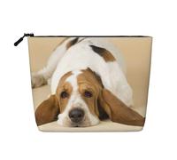 Basset Hound Cosmetic Bag for Women- Portable Travel Organiser, Toiletry Bag with Zip Closure