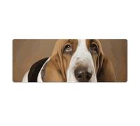 Basset Hound Desk Mat with Stitched Edges, Rubber Mouse Mat for Keyboard Mats Non-Slip Waterproof Desk Pad Office Supplies Large Gaming Mouse Pad for Home Work