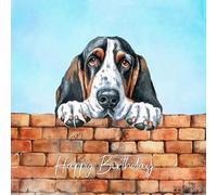 Basset Hound Dog Art Square Birthday Card