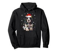 Basset Hound Dog Christmas Lights Funny Santa Hat Dog Xmas Pullover Hoodie