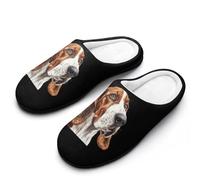 Basset Hound Dog Cotton Slippers for Men Non-Slip Breathable Winter House Slippers Indoor Outdoor 11-12（44-45）
