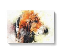 Basset Hound Dog In Abstract Modern Art Canvas Wall Art Print Ready to Hang, Framed Picture for Living Room Bedroom Home Office Décor, 60x40 cm (24x16 Inch)