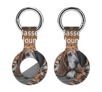 Basset Hound Dog Silicone Protective Case Compatible with Airtag Funny GPS Tracker Accessories for Luggage Pet Collar