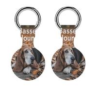 Basset Hound Dog Silicone Protective Case Compatible with Airtag Funny GPS Tracker Accessories for Luggage Pet Collar