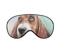 Basset Hound Dog Sitting Sleep Mask Blindfold Adjustable Super-Smooth Soft Eye Mask Cover for Men Women Travel and Nap
