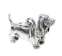 Basset hound dog sterling silver charm .925 x 1 Bassets Dogs charms