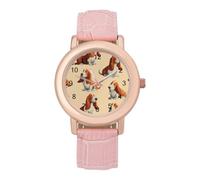 Basset Hound Dog Women's Wrist Watch Easy Reader with Leather Strap Analog Display Wonderful Ladies Gifts