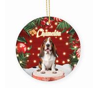Basset Hound Dogs Ceramic Christmas Ornaments With Lanyard Christmas Decorations 7.3Cm Xmas Tree Hanging Ornaments