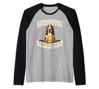 Basset Hound Drinking Beer Dog Dad Craft Brew Buddy Raglan Baseball Tee
