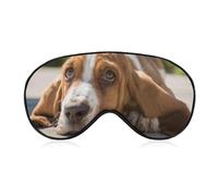 Basset Hound Eye Mask Soft Breathable Sleep Blindfold Adjustable Light Blocking Night Masks Zero Eye Pressure Sleeping Mask for Travel