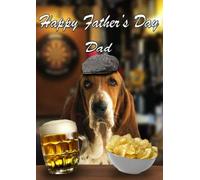 Basset Hound Father's Day Personalised Greeting Card A5 Dad Step-Dad Pub PC18