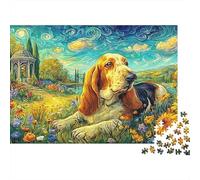 Basset Hound Garden 1000-Piece Jigsaw Puzzle Highly Playable Puzzle Educational Toy for Kids & Adults 52x38cm/1000pcs