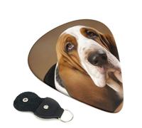 Basset Hound Guitar Plectrums, 6 Guitar Plectrums, Printed on both sides for Electric Guitar Bass Ukulele (0.46 mm 0.71 mm 0.96 mm)