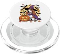 Basset Hound Halloween - Witch Hat, Pumpkin & Bat Fun PopSockets PopGrip for MagSafe