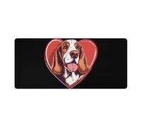 Basset Hound Heart Gaming Mouse Pad Computer Laptop Desk Mat Rubber Base Large Mousepad