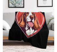 Basset Hound Heart Throw Fleece Blanket for Couch Bed Decorative Flannel Blankets Soft Plush