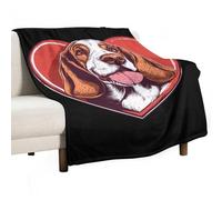 Basset Hound Heart Throw Fleece Blanket for Couch Bed Decorative Flannel Blankets Soft Plush