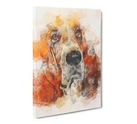 Basset Hound In Abstract Modern Canvas Wall Art Print Ready to Hang, Framed Picture for Living Room Bedroom Home Office Décor, 20x14 Inch (50x35 cm)