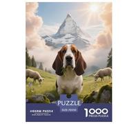 Basset Hound Jigsaw Creative Suitable for Adults And Kids 1000 Piece Cute Pet Fun Challenging Unique Home Decor 70x50cm