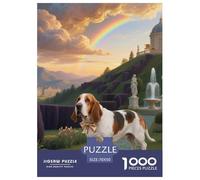 Basset Hound Jigsaw Creative Suitable for Adults And Kids 1000 Pieces Cute Pet Jigsaw Games Unique Home Decor 70x50cm