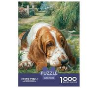 Basset Hound Jigsaw Puzzle Oil Painting 1000 Pieces - Colourful Educational Game for Adults & Kids | 70x50cm/1000pcs