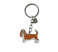 Basset Hound Keychain Cute Keychain with Dog Enamel Charm and Heart Charm Pendant Basset Dog Lovers Christmas gift Puppy memorial