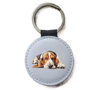 Basset Hound Keyring Sleeping Laying Down, Basset Hound Dog Lover Gift Keyring