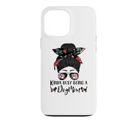Basset Hound Kinda Busy Being A Dog Mom Funny Messy Bun Case for iPhone 13 Pro Max