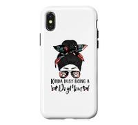 Basset Hound Kinda Busy Being A Dog Mom Funny Messy Bun Case for iPhone X/XS