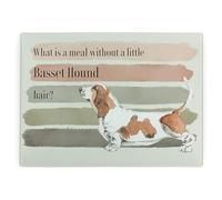 Basset Hound Large Rectangular Glass Worktop Protector - Dogs Themed Gifts - Smooth Board Kitchen Chopping/Cutting Board Worktop Saver with Non-Slip Feet 39cm x 28.5cm (15" x 11")