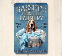 Basset Hound Laundry Sign home decor room dog funny metal tin plaque mom gift home decor