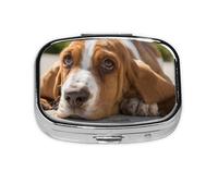 Basset Hound,Meta Pill Box 2 Compartment Medicine Case,Portable Organizer,Rectangle Meta Portable Organizer Pill Box 618 Compartment Medicine Case