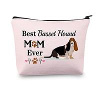 Basset Hound Mom Gifts Basset Hound Makeup Bag Best Basset Hound Mom Ever Cosmetic Bag Basset Hound Lover Gifts for Basset Hound Owner Travel Toiletry Bag Organizer (Basset Hound Mom Bag)