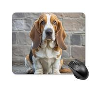 Basset Hound Mouse Pad Cute Square Mouse Mat Leather Non-Slip Rubber Base Mousepad Waterproof Computer Mouses Pad for Laptop Wireless Mouses Keyboard Home Office 25 * 30cm